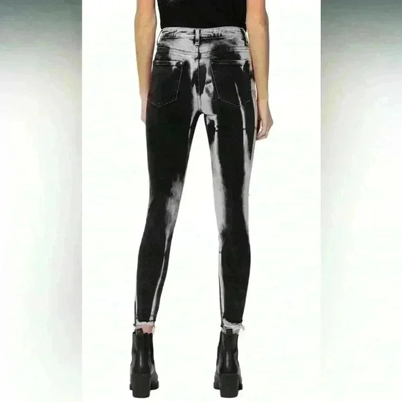 Vervet Haylie High Rise Tie Dyed Crop Skinny  Raw-Edge Jeans, Black/Grey - Picture 10 of 10